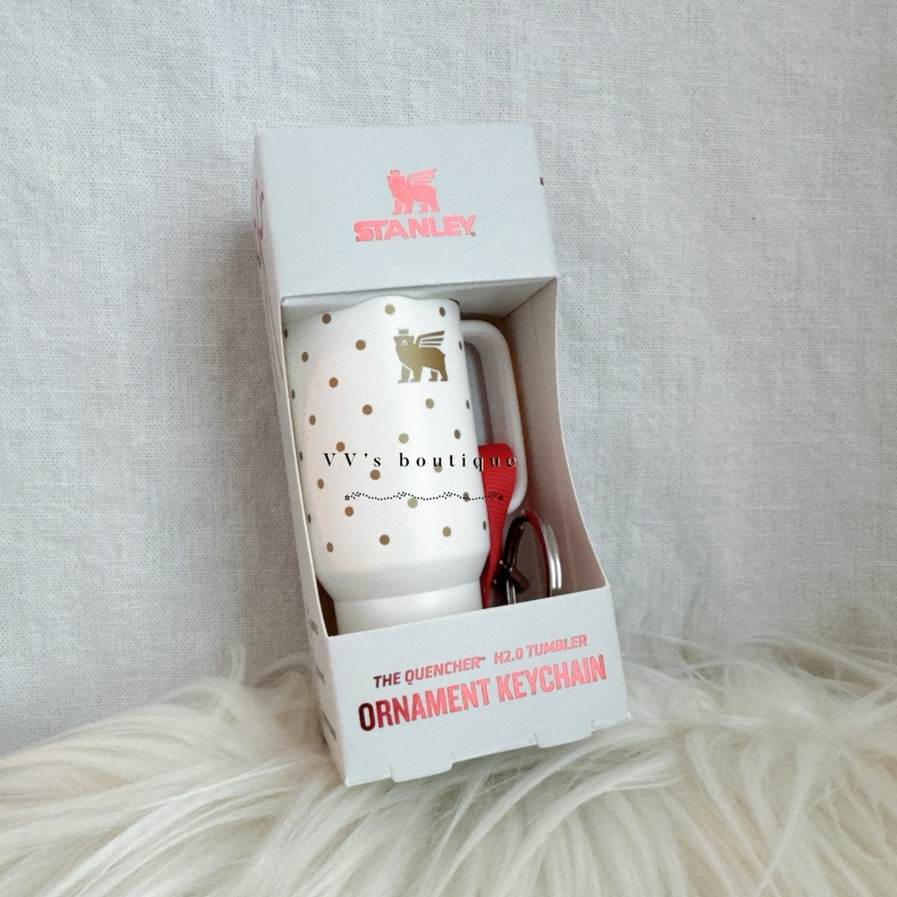 BNIB STANLEY x Target Ornament Keychain White Gold Frost Polka Dots RARE